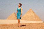 Click to visit Gail Howard's Egypt travel adventures web site. Gail Howard in Egypt 1968, in front of the ancient Pyramids of Giza.
