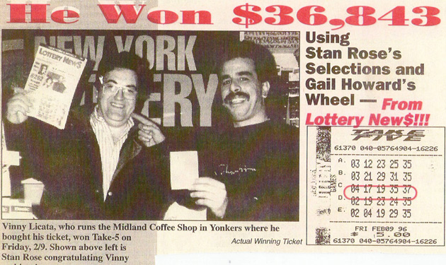 Vinny Licata wins NY Take 5 Lotto