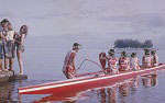 Gail Howard at the pirogue races in Tahiti during the July 14, 1963 Fete