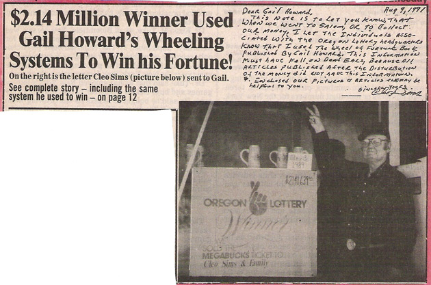 Oregon Lotto Winner Uses Gail Howard Systems and Strategies Cleo Sims wins millions in Oregon Lottery