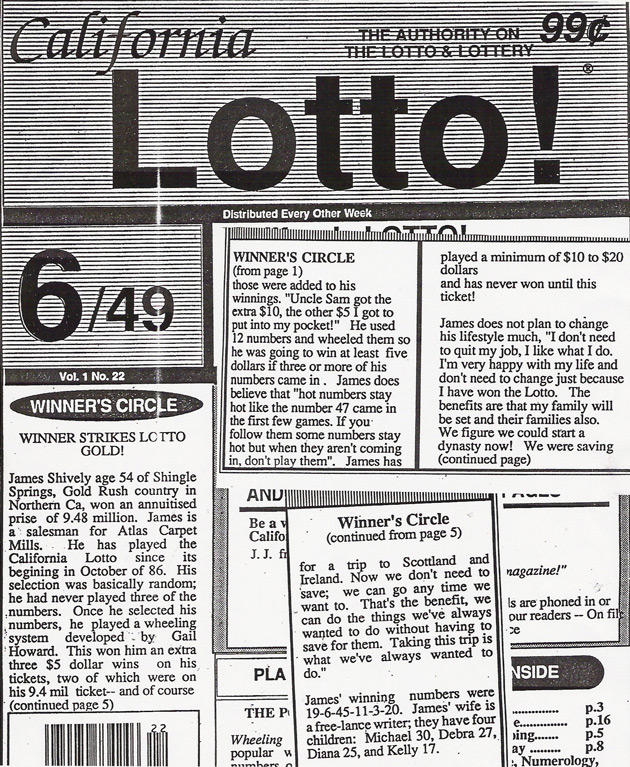 California Lotto Winner is a Millionaire thanks to Gail Howard Strategies Jim Shively wins CA Lotto