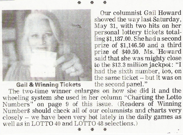 Gail Howard's Lottery Wins in New York Lotto Gail Howard Wins Second Prize in NY Lotto