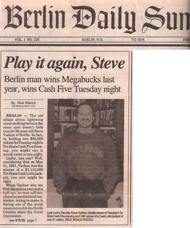 Berlin Daily Sun article about lottery winner