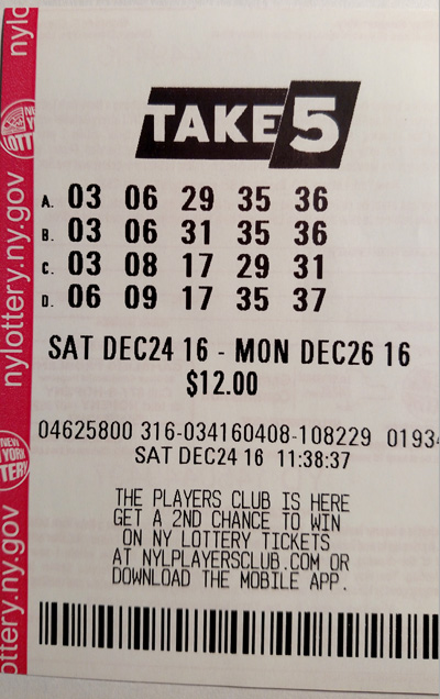 NY Take5 5 Lottery Winner